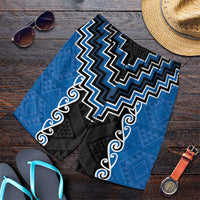 Blue Niho Taniwha Mix Poutama Shorts for Men Unique Taniko Aotearoa LT01 Blue - Polynesian Pride