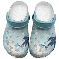 Blue Palaka Crane and Flowers Clogs Shoes Japan Heritage Spirit - Polynesian Pride