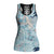 Blue Palaka Crane and Flowers Hollow Tank Top Japan Heritage Spirit - Polynesian Pride