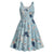 Blue Palaka Crane and Flowers Midi Dress Japan Heritage Spirit - Polynesian Pride