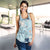Blue Palaka Crane and Flowers Women Racerback Tank Japan Heritage Spirit - Polynesian Pride