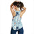 Blue Palaka Crane and Flowers Women Racerback Tank Japan Heritage Spirit - Polynesian Pride
