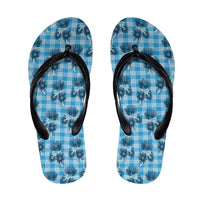 Blue Palaka Hawaii Flip Flops Hawaiian Lehua Blossoms LT05 Blue - Polynesian Pride
