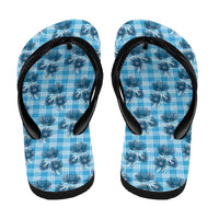 Blue Palaka Hawaii Flip Flops Hawaiian Lehua Blossoms LT05 - Polynesian Pride
