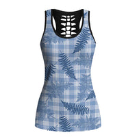 Blue Palaka Hawaii Palapalai Hollow Tank Top Hawaiian Fern LT14 Female Blue - Polynesian Pride