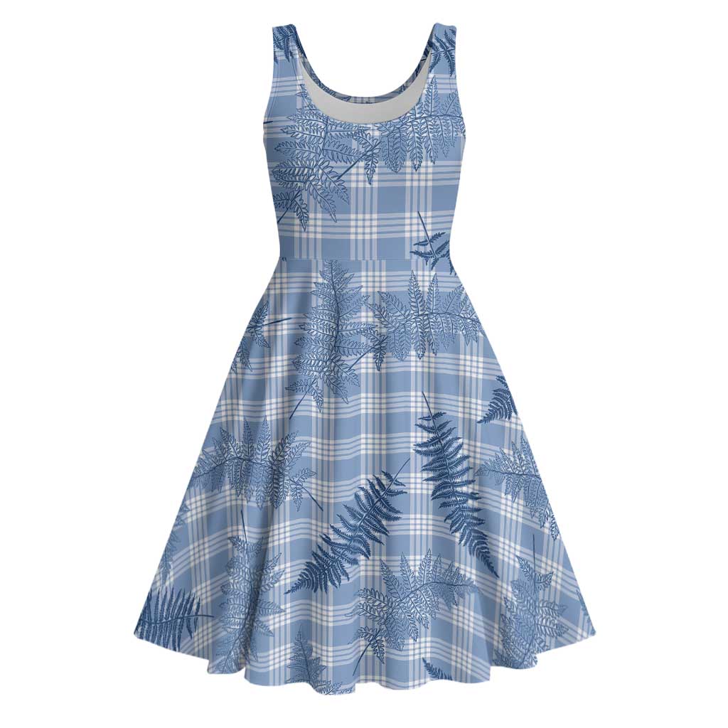 Blue Palaka Hawaii Palapalai Midi Dress Hawaiian Fern LT14 Blue - Polynesian Pride