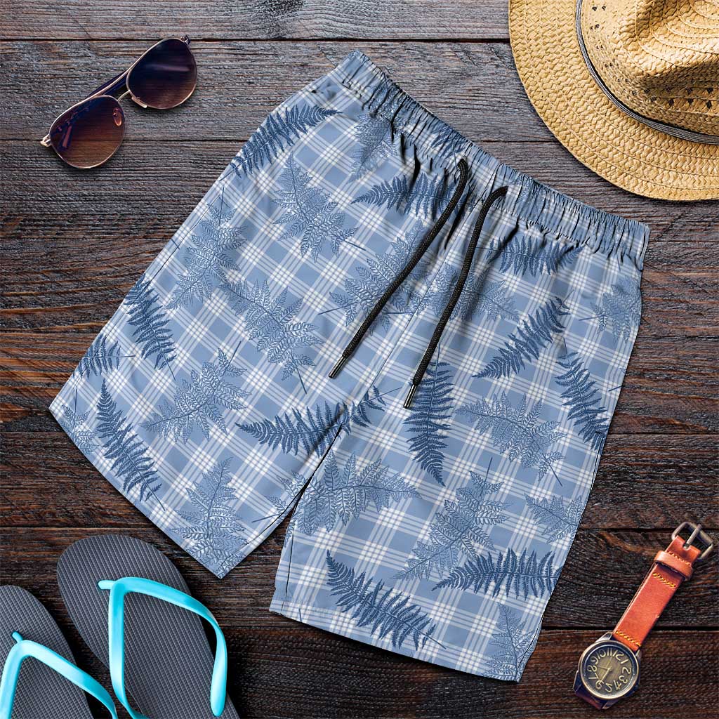 Blue Palaka Hawaii Palapalai Shorts for Men Hawaiian Fern LT14 Blue - Polynesian Pride
