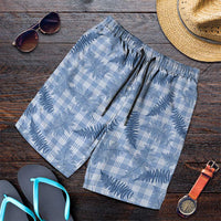 Blue Palaka Hawaii Palapalai Shorts for Men Hawaiian Fern LT14 Blue - Polynesian Pride