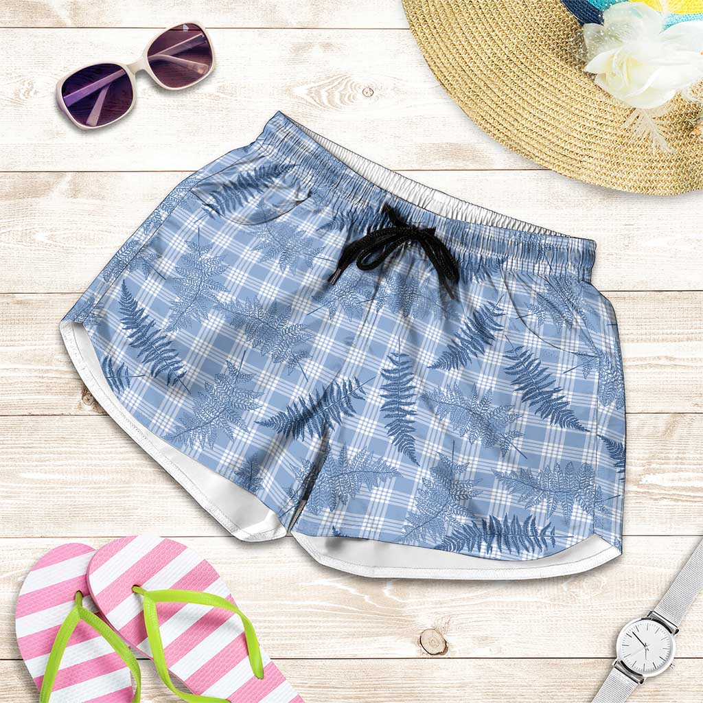 Blue Palaka Hawaii Palapalai Shorts for Women Hawaiian Fern LT14 Blue - Polynesian Pride