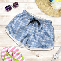 Blue Palaka Hawaii Palapalai Shorts for Women Hawaiian Fern LT14 Blue - Polynesian Pride