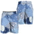 Blue Palaka Japanese Traditional Shorts for Men Asanoha Seigaiha Sakura Motif - Polynesian Pride