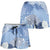 Blue Palaka Japanese Traditional Shorts for Women Asanoha Seigaiha Sakura Motif - Polynesian Pride