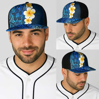 Blue Polynesia Baseball Net Cap Plumeria Tropical Leaves With Galaxy Polynesian Art - Polynesian Pride