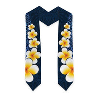 Blue Polynesia Graduation Stole Plumeria Tropical Leaves With Galaxy Polynesian Art LT14 - Polynesian Pride