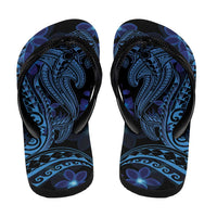 Blue Polynesia Shark Tattoo Flip Flops Polynesian Plumeria - Polynesian Pride
