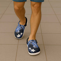 Blue Polynesian Pattern With Tropical Flowers Clogs Shoes - Polynesian Pride
