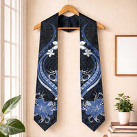 Blue Polynesian Pattern With Tropical Flowers Graduation Stole LT05 One Size Blue - Polynesian Pride