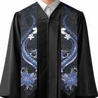 Blue Polynesian Pattern With Tropical Flowers Graduation Stole LT05 - Polynesian Pride