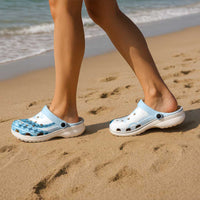 Blue Polynesian Tribal Turtle Floral Pattern Clogs Shoes - Polynesian Pride