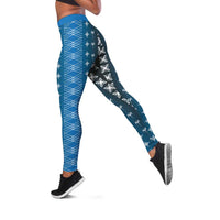 Blue Samoa Malu Tattoo Inspired Leggings LT05 Blue - Polynesian Pride