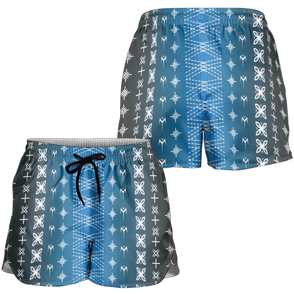 Blue Samoa Malu Tattoo Inspired Shorts for Women LT05 - Polynesian Pride