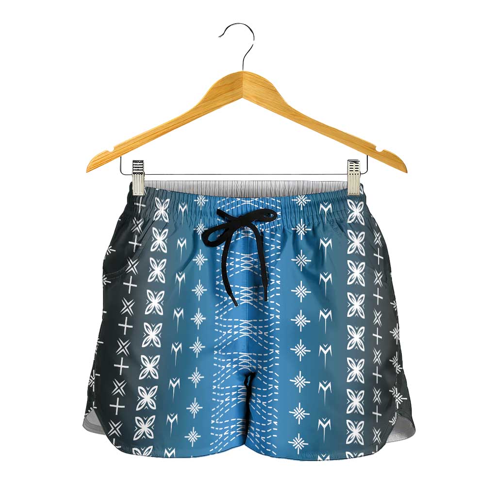 Blue Samoa Malu Tattoo Inspired Shorts for Women LT05 - Polynesian Pride