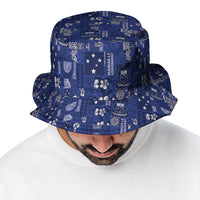 Blue Samoa Manuia Le Kerisimasi Bucket Hat Pacific Patchwork Xmas Vibes - Polynesian Pride