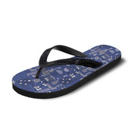 Blue Samoa Manuia Le Kerisimasi Flip Flops Pacific Patchwork Xmas Vibes - Polynesian Pride