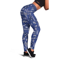 Blue Samoa Manuia Le Kerisimasi Leggings Pacific Patchwork Xmas Vibes LT9 - Polynesian Pride