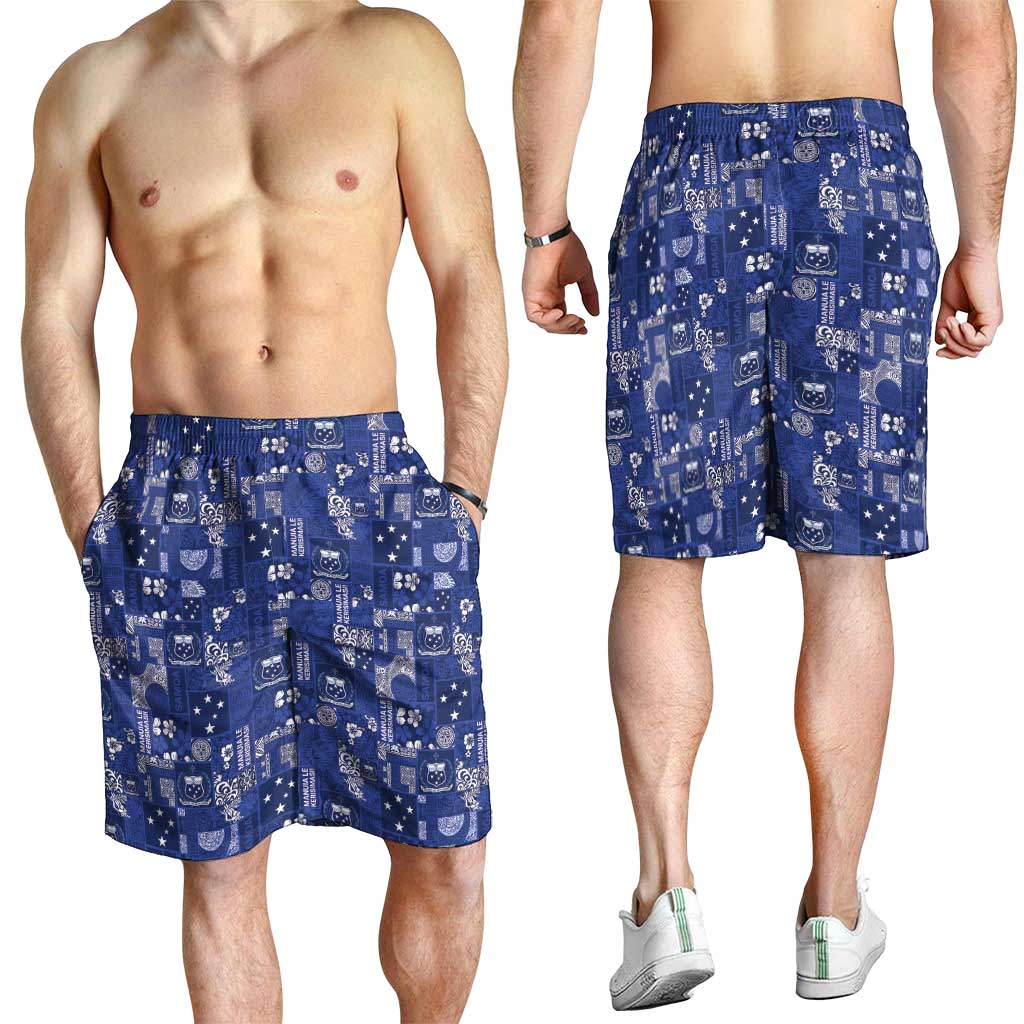 Blue Samoa Manuia Le Kerisimasi Shorts for Men Pacific Patchwork Xmas Vibes LT9 - Polynesian Pride