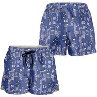 Blue Samoa Manuia Le Kerisimasi Shorts for Women Pacific Patchwork Xmas Vibes LT9 - Polynesian Pride