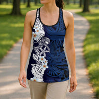 Blue Samoa Tattoo Hollow Tank Top Plumeria Samoan Ocean Tatau Pattern LT14 - Polynesian Pride