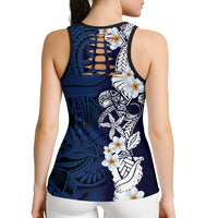 Blue Samoa Tattoo Hollow Tank Top Plumeria Samoan Ocean Tatau Pattern LT14 - Polynesian Pride