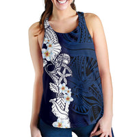 Blue Samoa Tattoo Women Racerback Tank Plumeria Samoan Ocean Tatau Pattern - Polynesian Pride