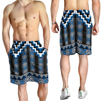 Blue Taniko Aotearoa Shorts for Men Niho Taniwha Mix Poutama LT14 - Polynesian Pride