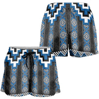 Blue Taniko Aotearoa Shorts for Women Niho Taniwha Mix Poutama LT14 - Polynesian Pride