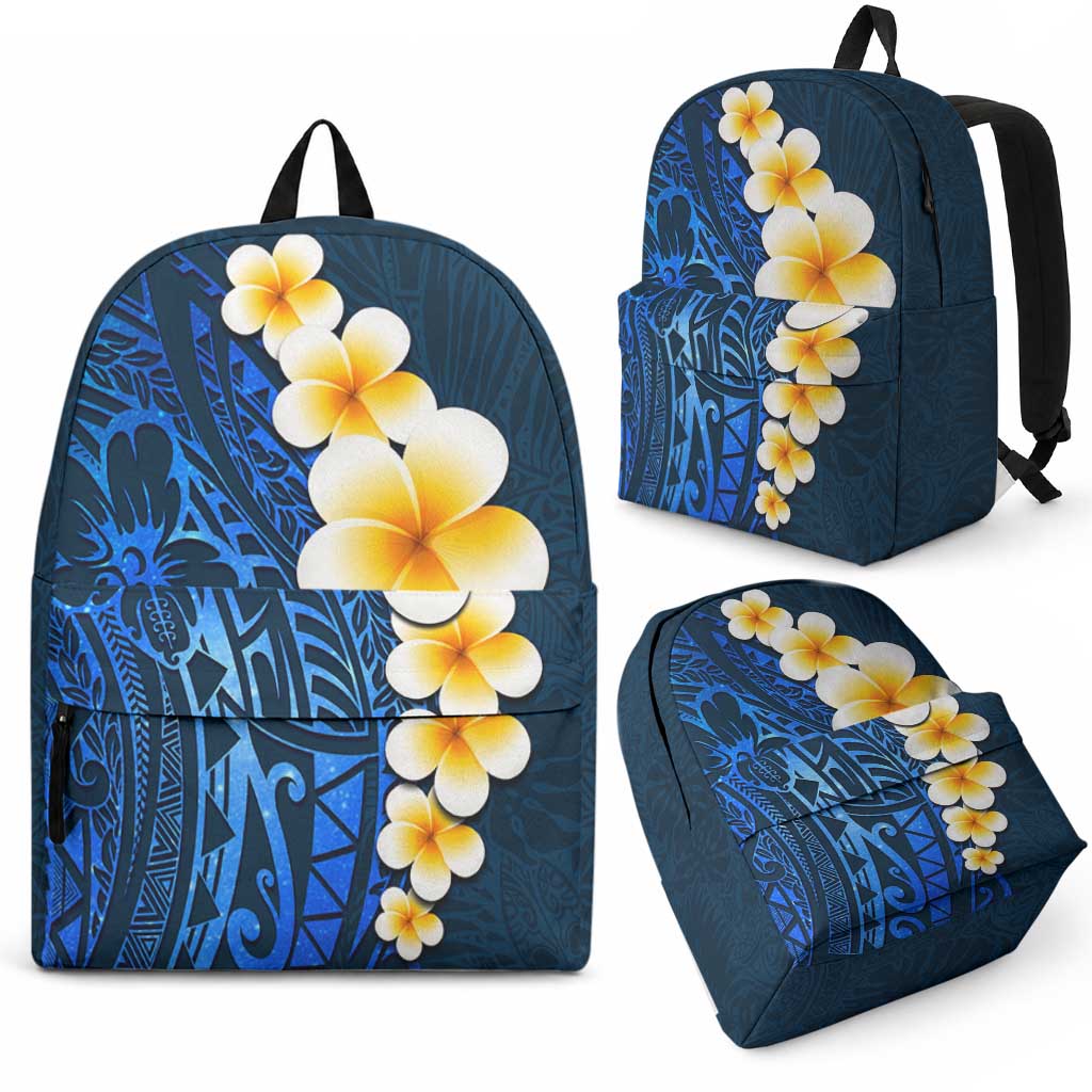 Blue Tropical Plumeria With Galaxy Polynesian Art Backpack LT14 - Polynesian Pride
