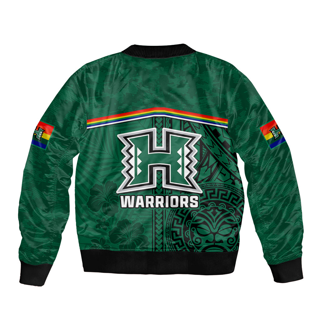 Hawaii Warriors Football Bomber Jacket Polynesian Palm and Hibiscus LT9