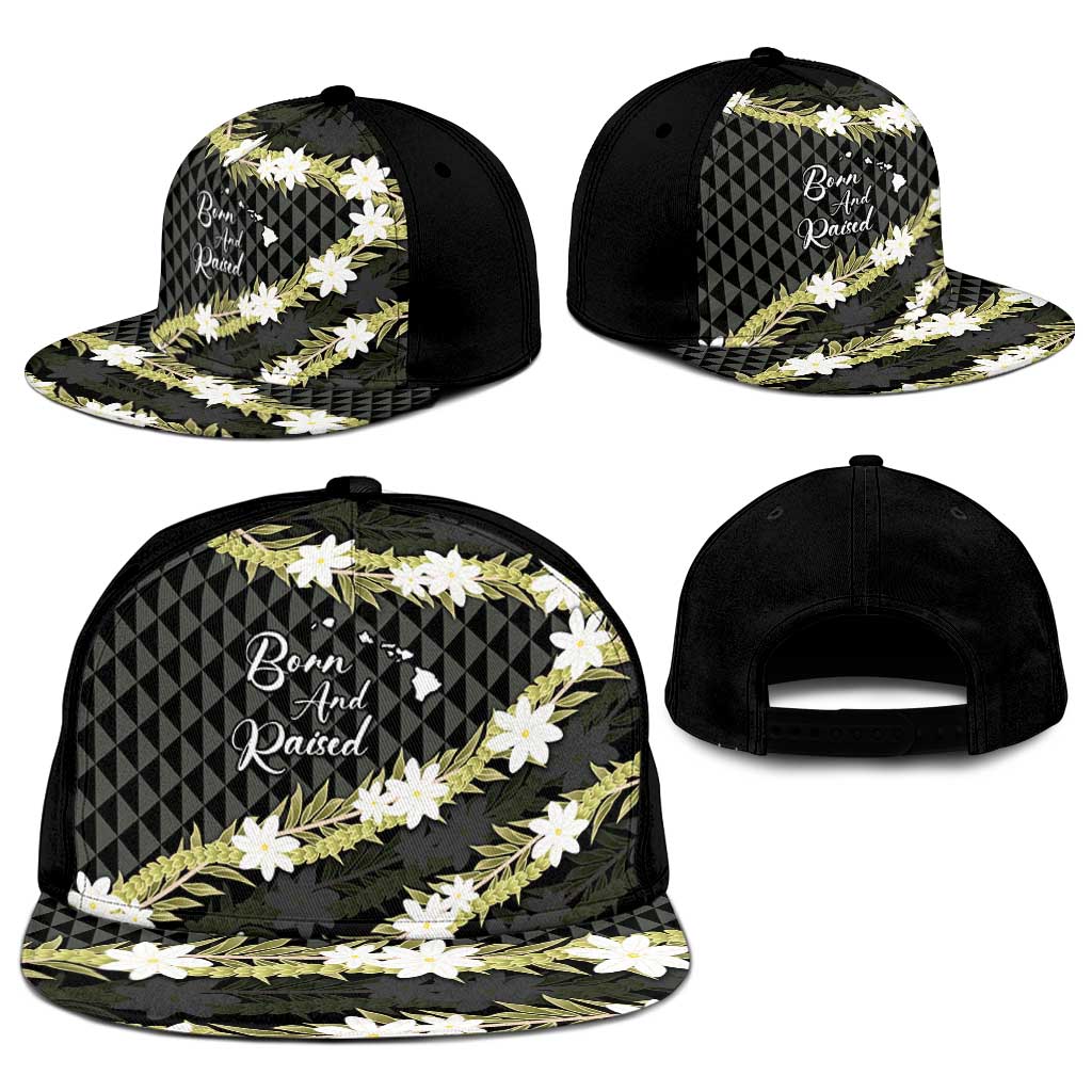 Born And Raised Aloha Hawaii Snapback Cap Kanaka Kakau Hawaiian Tiare Pakalana Lei - Polynesian Pride
