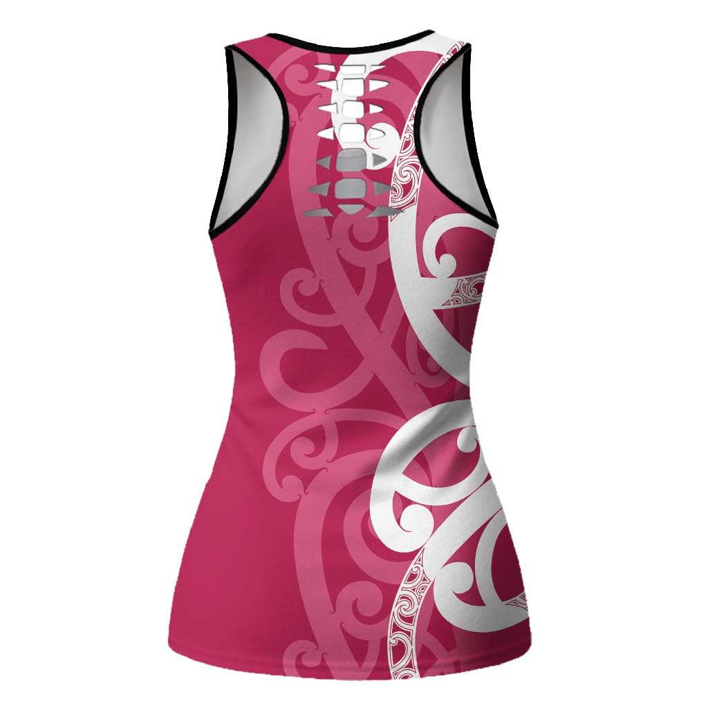 Breast Cancer Awareness Maori Hollow Tank Top Koru Kowhaiwhai - Polynesian Pride