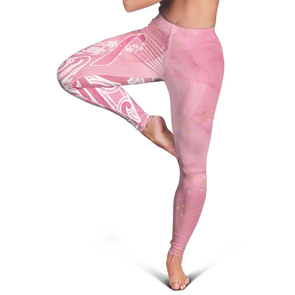 Breast Cancer Awareness Maori Leggings Kia Kaha Kia Maia Kia Manawanui - Polynesian Pride