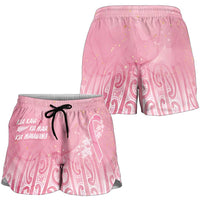 Breast Cancer Awareness Maori Shorts for Women Kia Kaha Kia Maia Kia Manawanui - Polynesian Pride