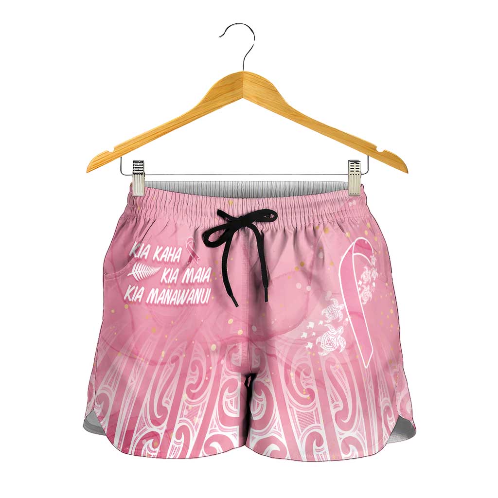 Breast Cancer Awareness Maori Shorts for Women Kia Kaha Kia Maia Kia Manawanui - Polynesian Pride