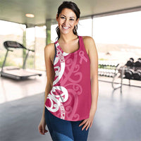 Breast Cancer Awareness Maori Women Racerback Tank Koru Kowhaiwhai - Polynesian Pride