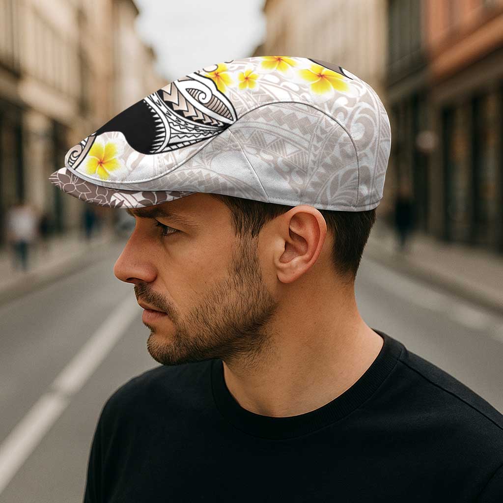Brown and White Hawaii Shark Tattoo Jeff Hat Puakenikeni Lei Plumeria Polynesian Pattern - Polynesian Pride