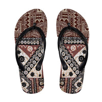 Brown Bula Fiji Flip Flops Unique Masi Tapa Pattern - Polynesian Pride