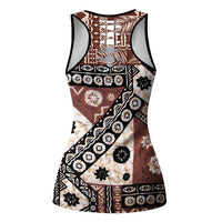 Brown Bula Fiji Hollow Tank Top Unique Masi Tapa Pattern - Polynesian Pride