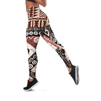 Brown Bula Fiji Leggings Unique Masi Tapa Pattern - Polynesian Pride