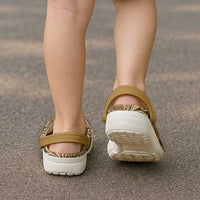 Brown Gold Monstera Clogs Shoes Polynesian Tribal Pattern - Polynesian Pride