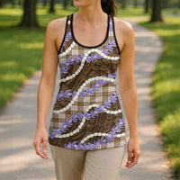 Brown Hawaii Palaka Honohono Pikake Hollow Tank Top Hawaiian Orchid Lei Polynesian Pattern LT14 - Polynesian Pride
